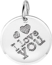 The Jewelry Collection Graveerhanger I love you - Zilver