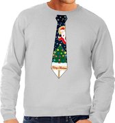 Foute kersttrui / sweater met stropdas van kerst print grijs voor heren XL (54)