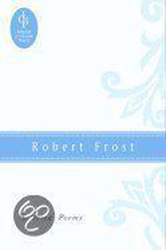Boek 'Robert Frost' met een blauwe band en decoratieve ornamenten.