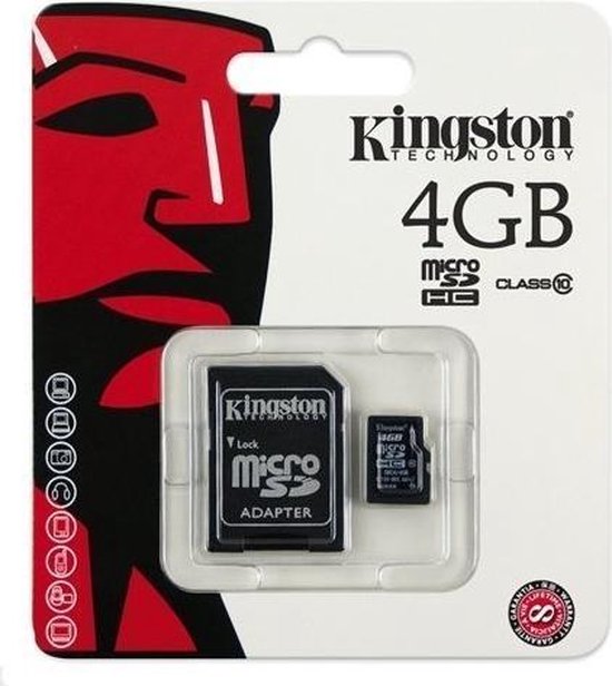 stap in plek melk wit Kingston Micro SD kaart 4 GB Class 10-Kingston Micro SD kaart 4 GB | bol.com
