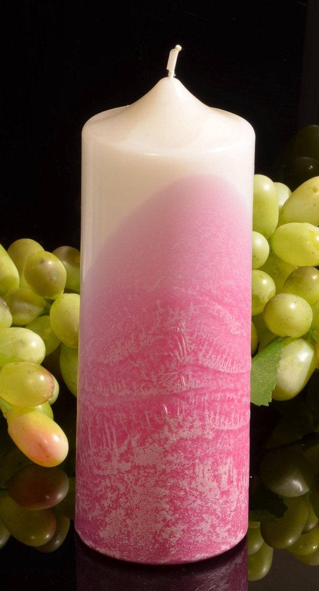 Candles by Milanne Ecxlusieve Klok kaars XXL - Roze/Wit - 19 cm - BEKIJK VIDEO