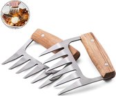 Grilling Girl Eco Salad claws - Meatclaws - Ideaal voor Pulled Pork, kalkoen of als saladelepel - Duurzaam materiaal: RVS en FSC-hout