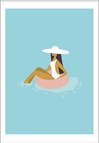 Pool lounging (50x70cm) - Wallified - Tekst - Zwart Wit - Poster - Wall-Art - Woondecoratie - Kunst - Posters