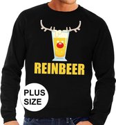 Grote maten foute kersttrui / sweater met bierglas Reinbeer zwart voor heren - Kersttruien 4XL (60)