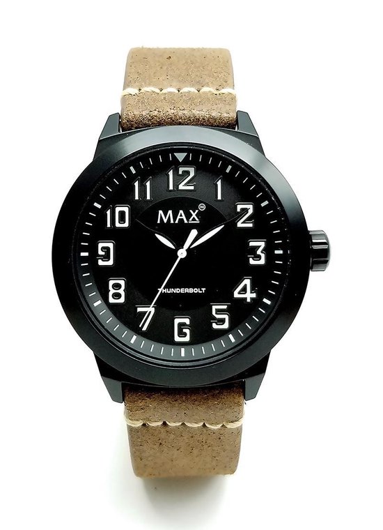 Max Thunderbolt 5 MAX764 Horloge - Leren band - Ø 42 mm - Bruin / Zwart