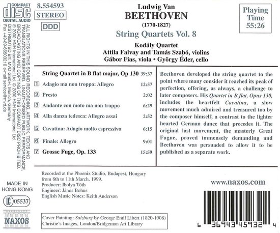 Beethoven: String Quart. Vol.8