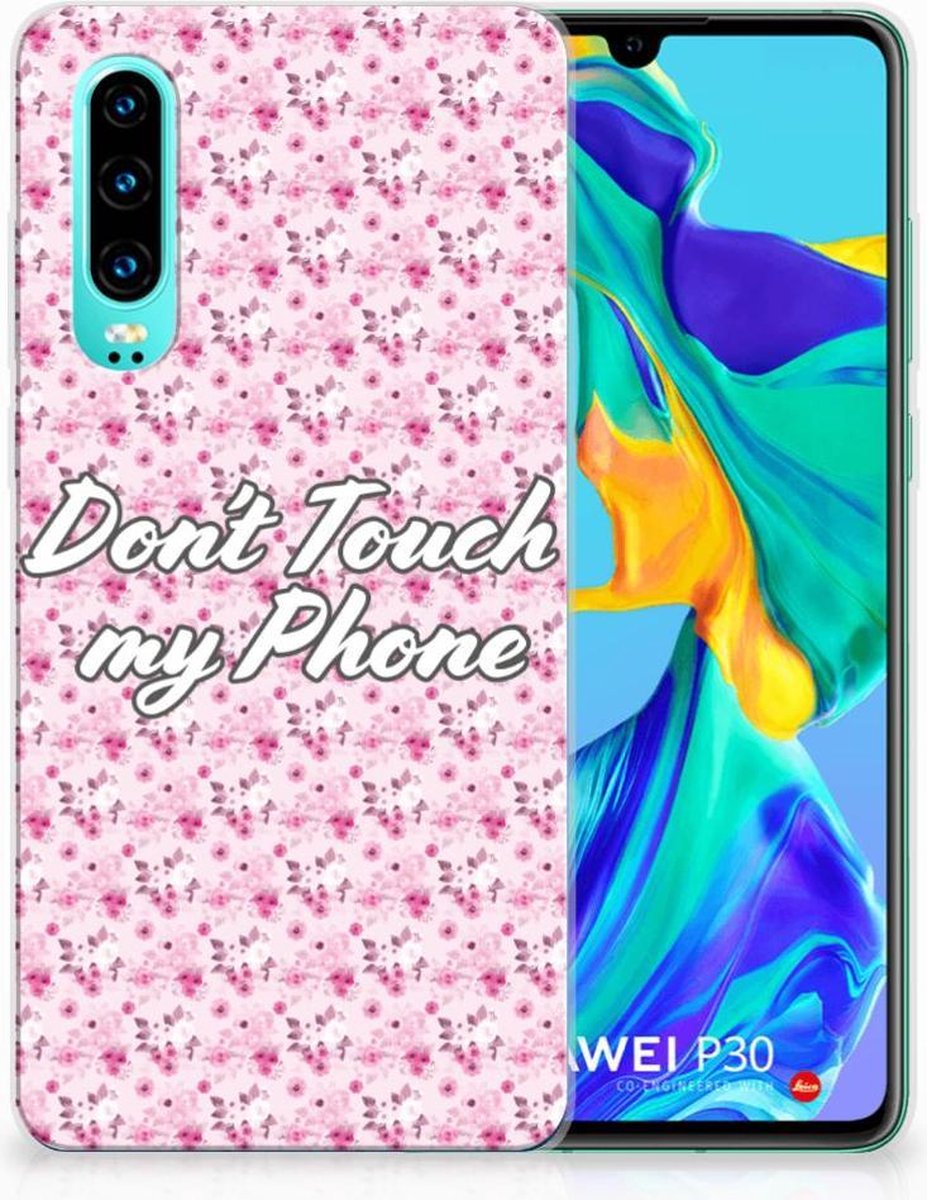 Huawei P30 Silicone-hoesje Flowers Pink DTMP