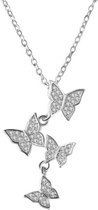 24/7 Jewelry Collection Vlinder Ketting - Vlinders - Diamantjes - Zilverkleurig