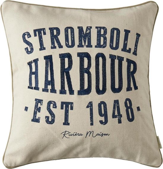 hoek het internet Duiker Riviera Maison StrombolI Harbour Pillow Cover- Kussenhoes - 50x50 cm -Ecru  | bol.com