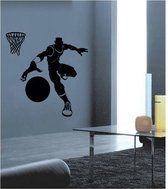 Coart Muursticker Basketballer 2 - zwart - zelfklevend velours - 117 x 117 cm