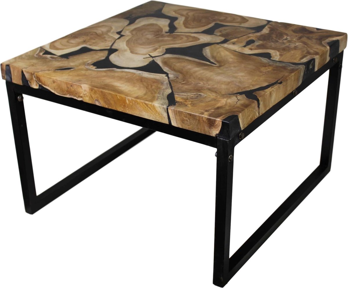 HSM Collection Salontafel 60x60 cm zwart teakhout met