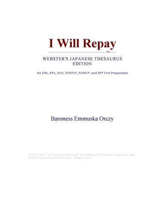 I Will Repay (ster's Japanese Thesaurus Edition) (ebook), Icon Group