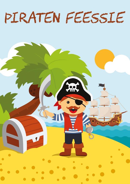 Uitnodigingen voor Kinderfeestje - Set van 10 x uitnodiging - Piraten - invulbaar