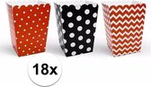 Popcorn bakjes rood en zwart  18 stuks