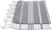 ZusenZomer Set hamamdoeken XS -  2 x Handgeweven hammamdoeken 100x50 cm - grijs wit