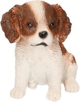 Dierenbeelden Cocker Spaniel hond/puppy - Decoratie beeldje puppy bruin/wit 15 cm