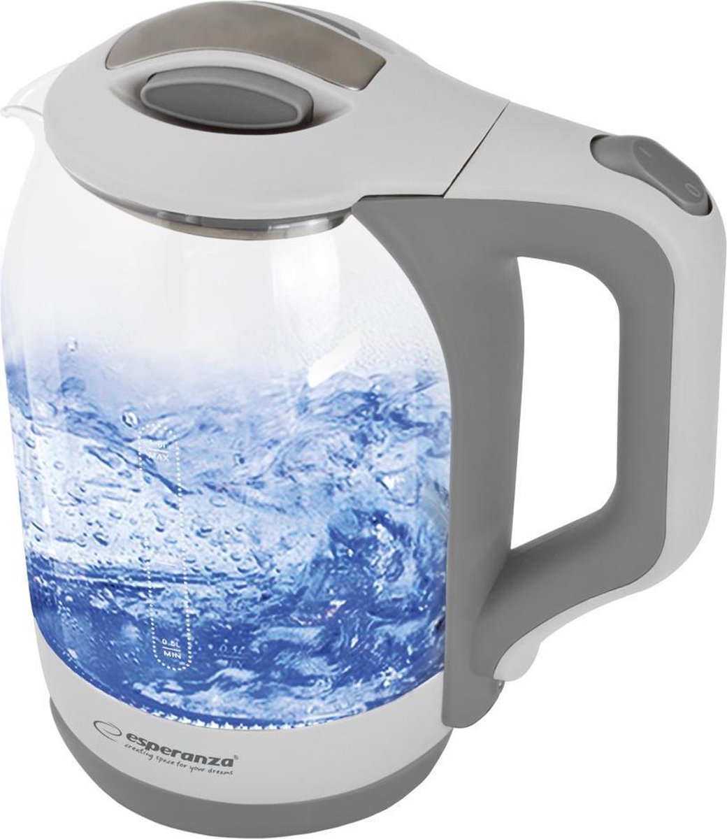 Esperanza Yukon | Glazen Waterkoker | Blauw LED | 1,7 Liter | 1500W