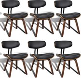 Eetkamerstoelen met rugleuning Art Deco kunstleer 6 st (incl. vloerviltjes)