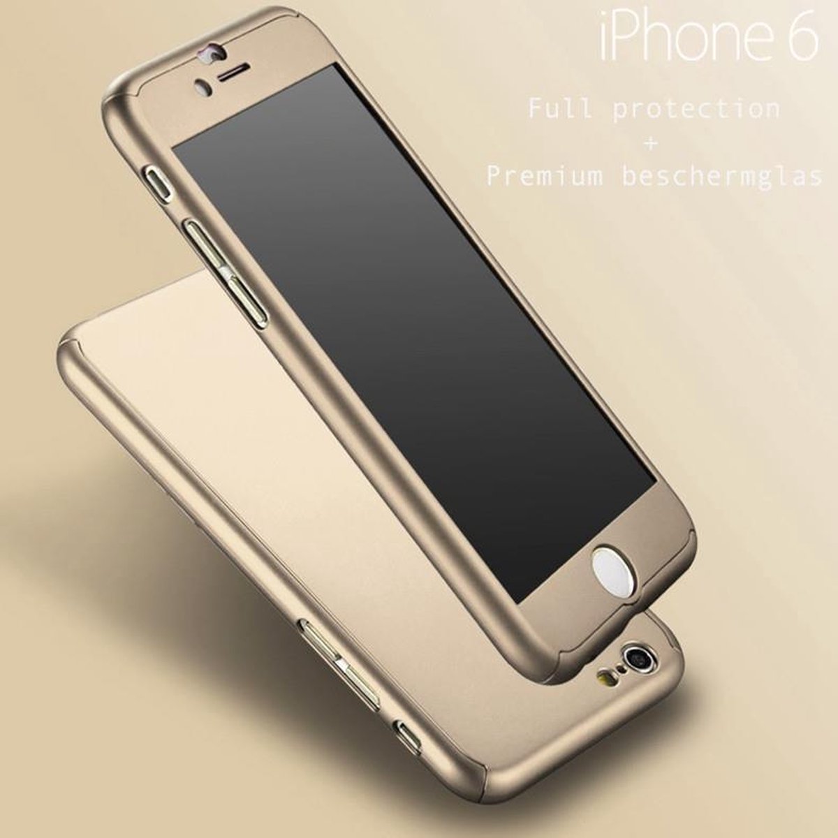 Goud full cover case, 360 graden hoesje - geschikt voor iPhone 6 / 6S