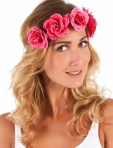 NINGBO PARTY SUPPLIES - Roze bloemenkrans voor vrouwen - Accessoires > Haar & hoofdbanden