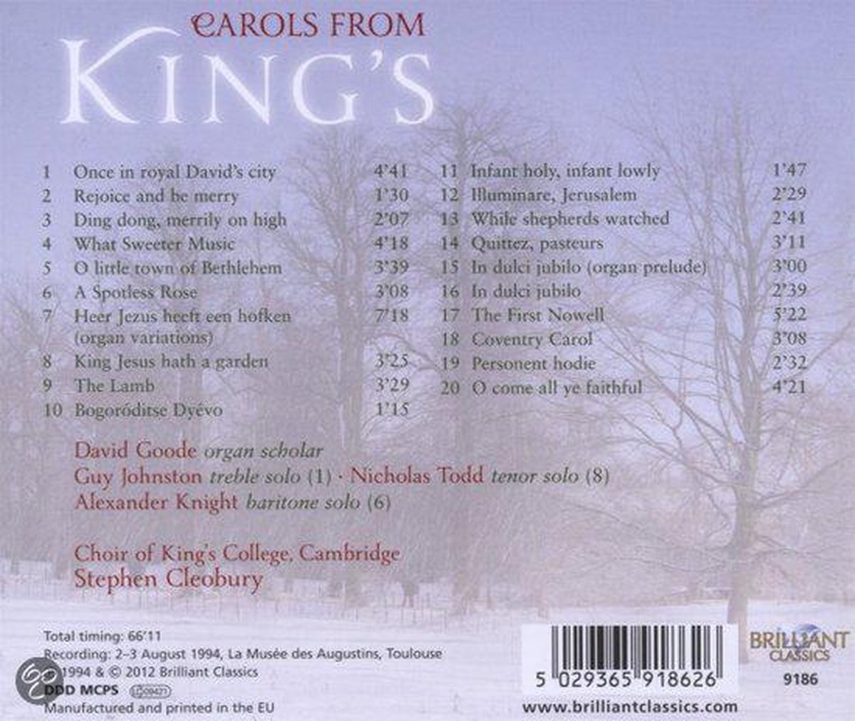 Carols From Kings, Stephen Cleobury CD (album) Muziek