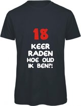 T-shirt 18 keer raden hoe oud ik ben? | XL | Zwart