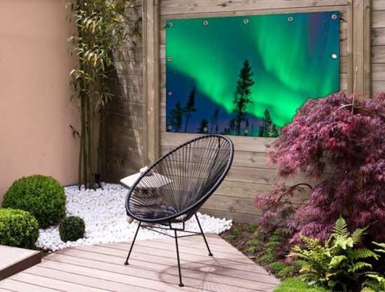 Northern lights above Sweden Garden poster 200x100 cm - Toile de jardin / Toile d'extérieur / Peintures d'extérieur (décoration de jardin) XXL / Groot format!