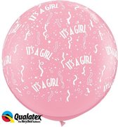 Qualatex - Megaballon Bedrukt 'It's A Girl' Roze 95 cm (2 stuks)