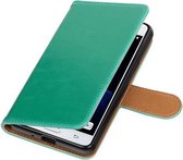 Groen Pull-Up PU booktype wallet cover voor Samsung Galaxy J3 Pro