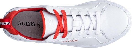 Guess Luiss Low H Heren Sneakers - Wit/Rood - Maat 42 | bol.com