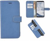 Pearlycase® Echt Leder Portemonnee Wallet Bookcase Tpu Hoesje voor Samsung Galaxy S8 Plus - Matblauw Effen