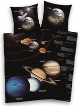 Earth Planet - Dekbedovertrek - Junior - 120x150 cm + 1 kussensloop 60x70 cm - Zwart