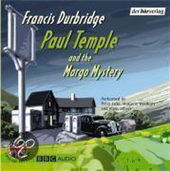 Boekomslag van 'Paul Temple and the Margo Mystery' met een huis, auto en landschap.