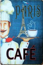 paris - parijs - Koffie Cafe coffee METALEN WANDBORD RECLAMEBORD MUURPLAAT VINTAGE RETRO WANDDECORATIE TEKST DECORATIEBORD RECLAME NOSTALGIE 0000