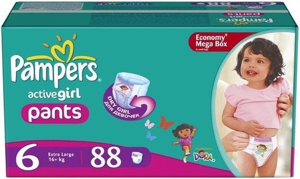 Подгузники-трусики Pampers active girl Extra large (16+кг) мегаупак 88 (4015400617464)