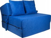 Luxe logeermatras - blauw - camping matras - reismatras - opvouwbaar matras - 200 x 70 x 15 - met kussens