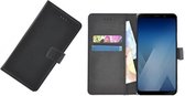 Wallet Book Case puleder Hoesje voor Samsung Galaxy A8 2018 - Zwart effen