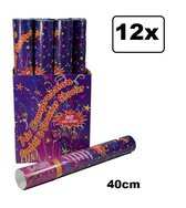 12x Partyshooter multi 40 cm  papieren snippers- carnaval party confetti shooter streamers thema feest jubileum huwelijk geslaagd house warming optocht