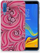 Geschikt voor Samsung Galaxy A7 (2018) TPU Hoesje Swirl Pink