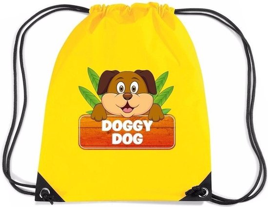 Doggy Dog de hond rijgkoord rugtas / gymtas - geel - 11 liter - voor kinderen