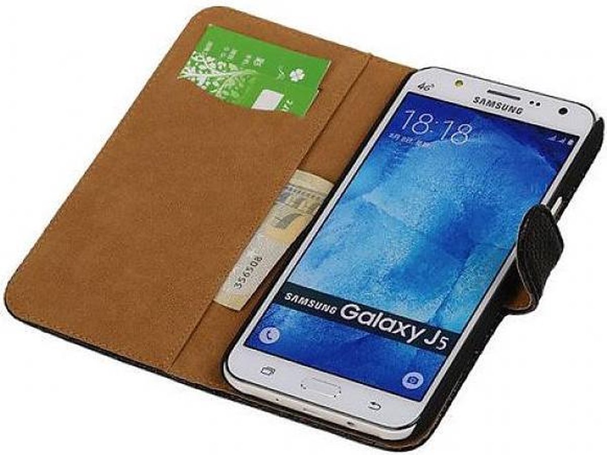 Slang Bookstyle Hoes - Geschikt voor Samsung Galaxy J5 Zwart
