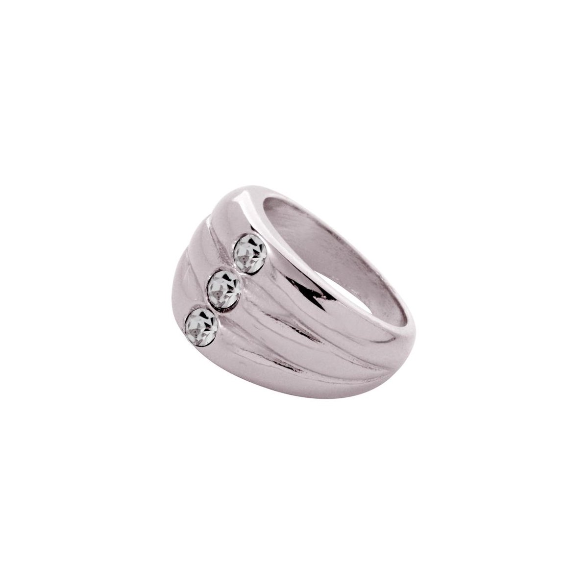 TOV Essentials Ring 1801.003.292.16 - Layered Stone Ring - 16 - Zilverkleurig/Zwart