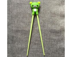 2 Stuks Eetstokjes Voor Kinderen - Sushi - Met Hulpstuk - Groen - Bestek - Chopsticks - Noodle - Noedel