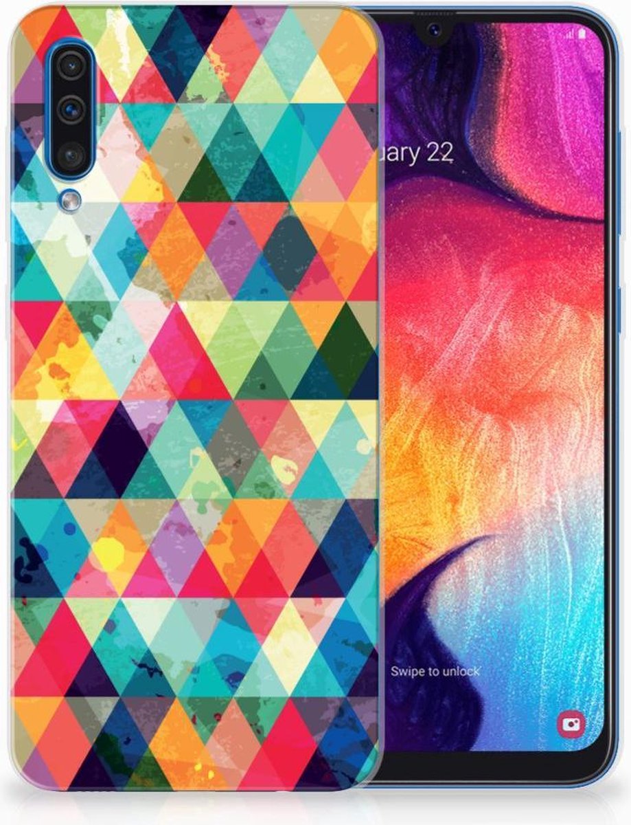 Back Cover voor Samsung Galaxy A50 TPU bumper Geruit