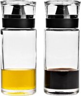 LEONARDO Cucina olie- en azijnstel Fles Glas Zwart, Transparant