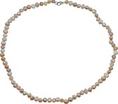 Zoetwater parel ketting Pearl Soft Colors Small - echte parels - wit, roze en zalm kleur - 43 cm + 5 cm verlengketting
