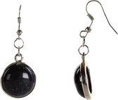 Edelstenen oorbellen Blue Goldstone Round - oorhanger - donker blauw - goudvloed