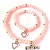 Jewellicious Designs Pink Sweetheart Mama & Baby Girl armbandenset - armbanden - Kraamcadeau - Moeder & Dochter - Roze