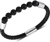 Amanto Armband Feiko D - Leer - Vulkanische Lava - 9mm - 21cm