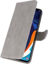 Samsung Galaxy A60 Wallet Case Hoesje Grijs